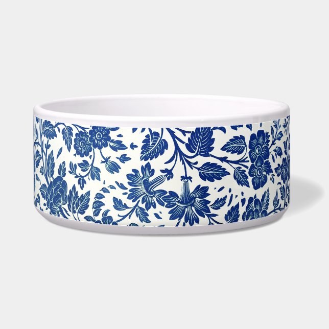 Blue Floral Pattern Voerbakje (Rechts)