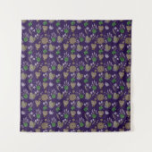 Blue Floral Pattern Wandkleed (Voorkant)