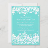 Blue Floral Pattern Wedding Invitation Kaart (Voorkant)