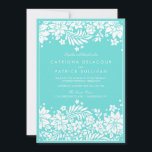 Blue Floral Pattern Wedding Invitation Kaart<br><div class="desc">Blue Floral Pattern Wedding Invitation</div>
