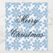 Blue Floral Pattern - Wijnlabels Wijn Etiket (Enkel label)