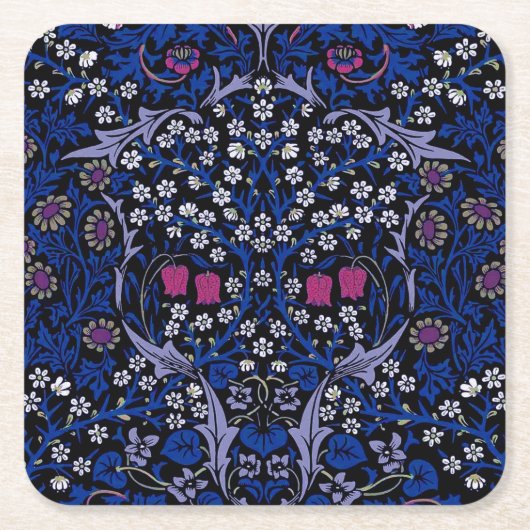 Blue Floral Pattern, William Morris Kartonnen Onderzetters (Voorkant)