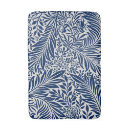 blue floral pattern with diverse leaves & blossoms badmat
