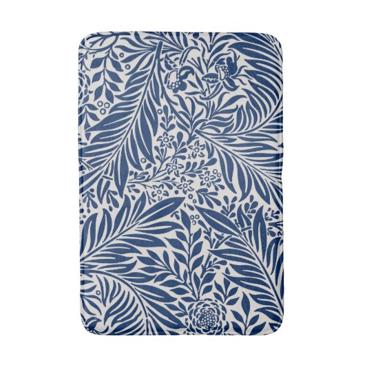 blue floral pattern with diverse leaves & blossoms badmat (Voorkant Verticaal)