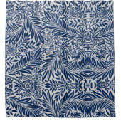 blue floral pattern with diverse leaves & blossoms douchegordijn (Voorkant)