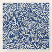 blue floral pattern with diverse leaves & blossoms glazen onderzetter (Voorkant)