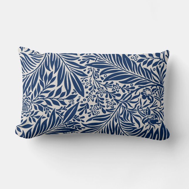 blue floral pattern with diverse leaves & blossoms kussen (Voorkant)