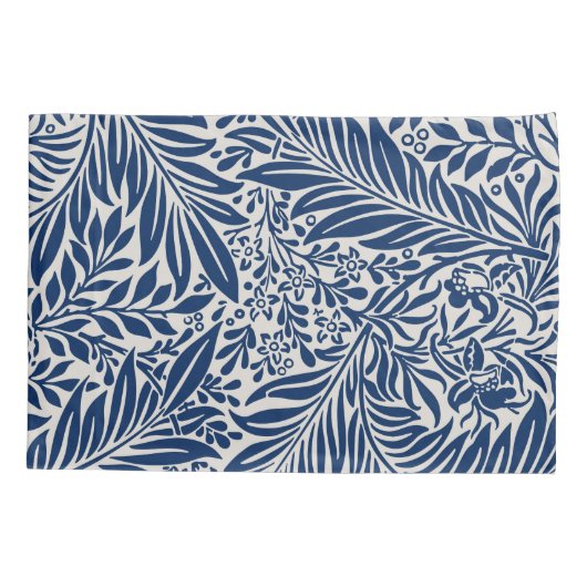 blue floral pattern with diverse leaves & blossoms kussensloop (Achterkant-Links)