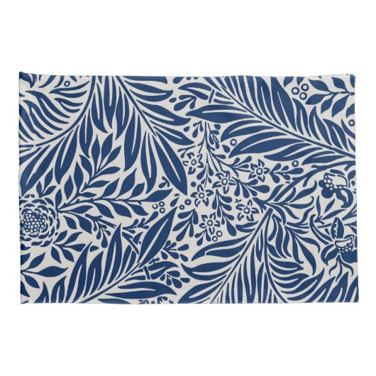 blue floral pattern with diverse leaves & blossoms kussensloop (Achterkant-Rechts)