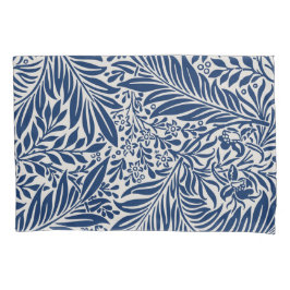 blue floral pattern with diverse leaves & blossoms kussensloop