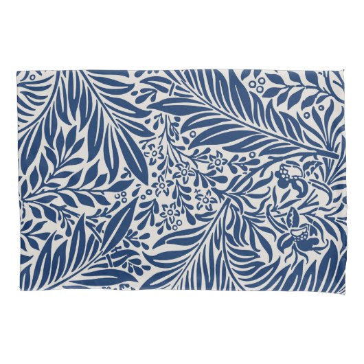 blue floral pattern with diverse leaves & blossoms kussensloop (Voorkant-Links)