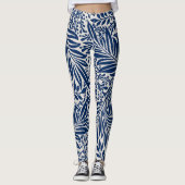 blue floral pattern with diverse leaves & blossoms leggings (Voorkant)
