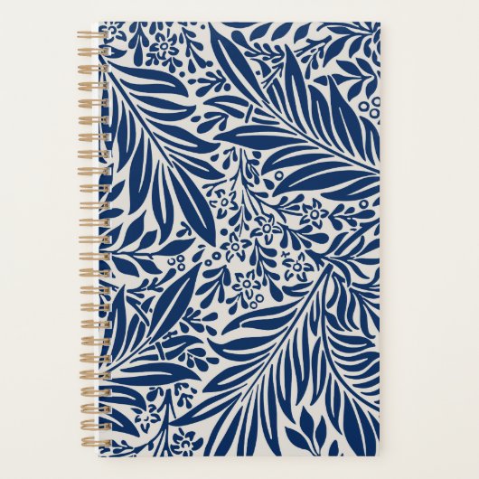 blue floral pattern with diverse leaves & blossoms planner (Voorkant)