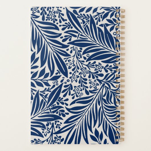 blue floral pattern with diverse leaves & blossoms planner (Achterkant)