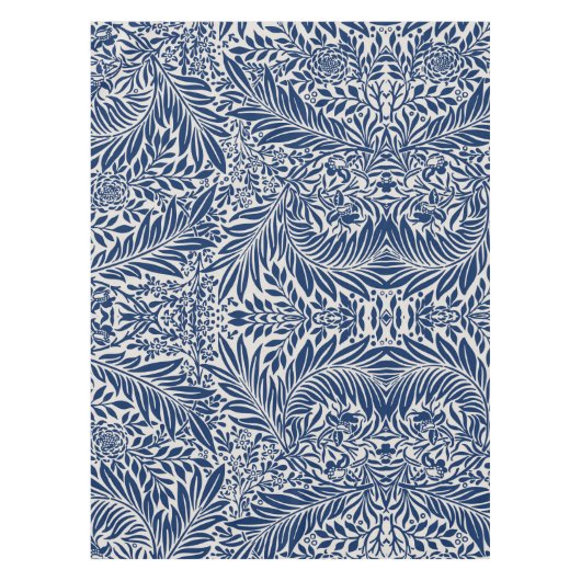blue floral pattern with diverse leaves & blossoms tafelkleed (Voorkant)