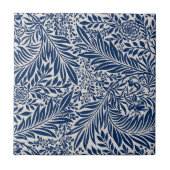 blue floral pattern with diverse leaves & blossoms tegeltje (Voorkant)