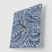 blue floral pattern with diverse leaves & blossoms vierkante klok (Hoek)