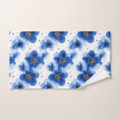 Blue Floral Pattern with Gold Accents Bad Handdoek (Handdoek)