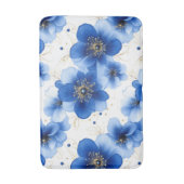 Blue Floral Pattern with Gold Accents Badmat (Voorkant Verticaal)