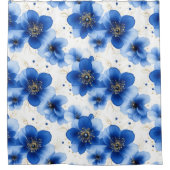 Blue Floral Pattern with Gold Accents Douchegordijn (Voorkant)