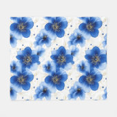 Blue Floral Pattern with Gold Accents Fleece Deken (Voorkant (Horizontaal))