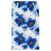 Blue Floral Pattern with Gold Accents Klein Cadeauzakje (Achterkant)
