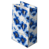 Blue Floral Pattern with Gold Accents Klein Cadeauzakje (Achterkant Gekanteld)