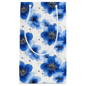 Blue Floral Pattern with Gold Accents Klein Cadeauzakje (Voorkant)