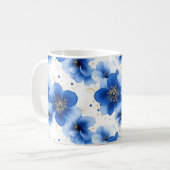 Blue Floral Pattern with Gold Accents Koffiemok (Voorkant links)