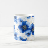 Blue Floral Pattern with Gold Accents Koffiemok (Center)