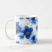 Blue Floral Pattern with Gold Accents Koffiemok (Links)
