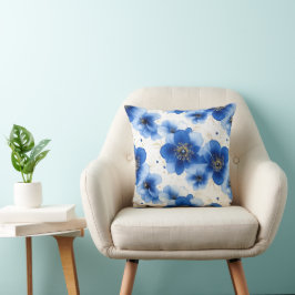 Blue Floral Pattern with Gold Accents Kussen