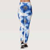 Blue Floral Pattern with Gold Accents Leggings (Achterkant)