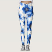 Blue Floral Pattern with Gold Accents Leggings (Voorkant)