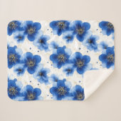 Blue Floral Pattern with Gold Accents Sherpa Deken (Voorkant (horizontaal))