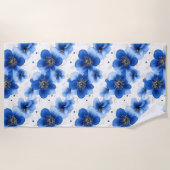 Blue Floral Pattern with Gold Accents Strandlaken (Voorkant)