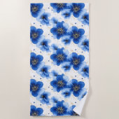 Blue Floral Pattern with Gold Accents Strandlaken (Voorkant)