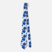 Blue Floral Pattern with Gold Accents Stropdas (Voorkant)