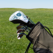 Blue Floral Peony Golf Head Hoesje Golfheadcover (Insitu)