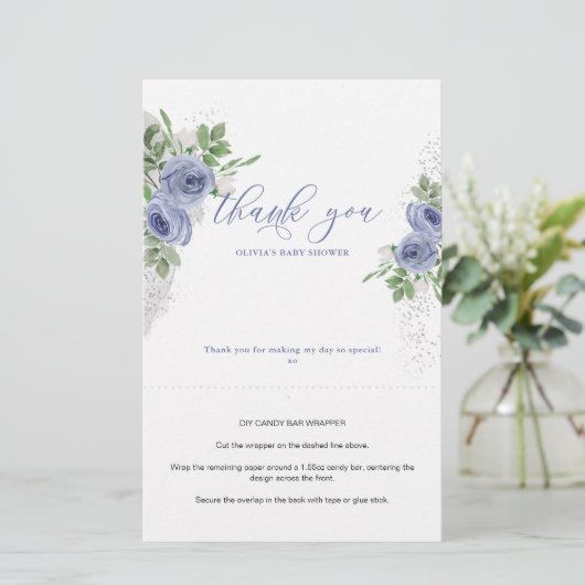 Blue Floral Personal Snoep Bar Wrapper (Staand voorkant)