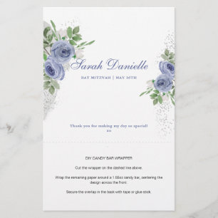 Blue Floral Personal Snoep Bar Wrapper