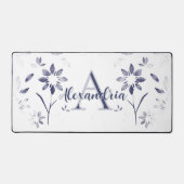Blue Floral Personalized Monogram Name Bureaumat (Voorkant)