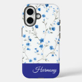 Blue Floral Personalized Name Phone Case-Mate iPhone Case (Achterkant)