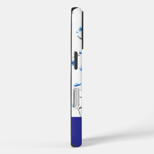 Blue Floral Personalized Name Phone Case-Mate iPhone Case (Achterkant / Rechts)