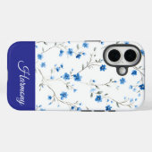 Blue Floral Personalized Name Phone Case-Mate iPhone Case (Achterkant (horizontaal))