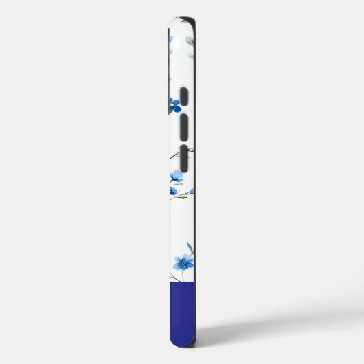 Blue Floral Personalized Name Phone Case-Mate iPhone Case (Achterkant / Links)