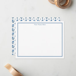 Blue Floral Personalized Note Cards Notitiekaartje