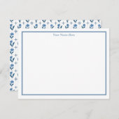 Blue Floral Personalized Note Cards Notitiekaartje (Voorkant / Achterkant)