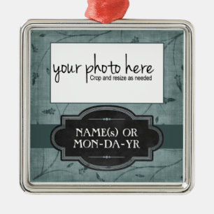 Blue Floral Persoonlijke foto Keepomwille Metalen Ornament