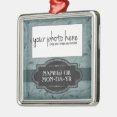 Blue Floral Persoonlijke foto Keepomwille Metalen Ornament (Links)